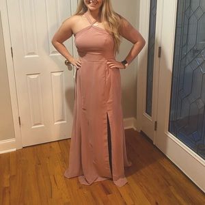 Dusty Rose dress with slit